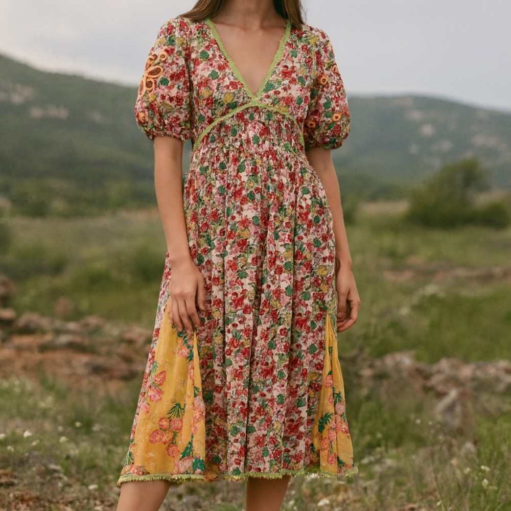 Floral Print V-Neck Dress